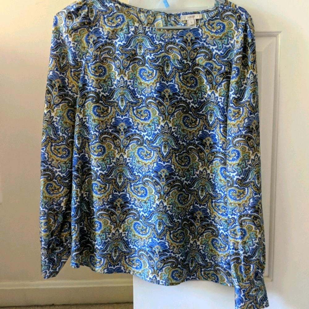 J Crew Silk Paisley long sleeve top
